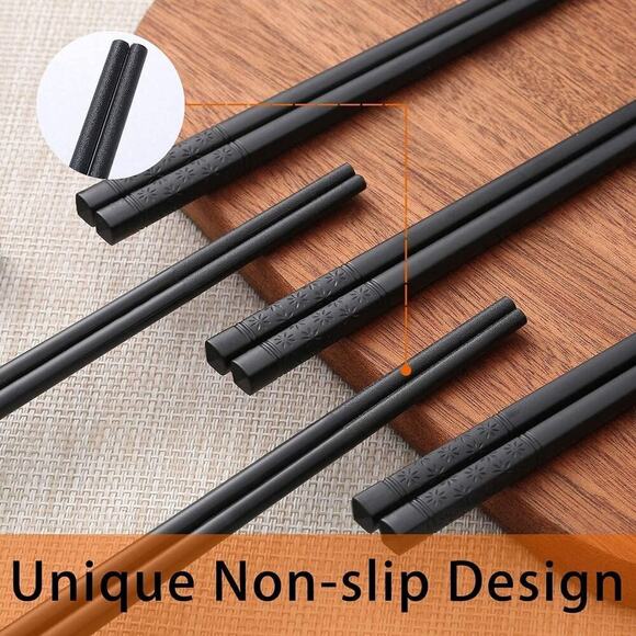 10 Pairs Fiberglass Chopsticks - Reusable Chopsticks Dishwasher Safe BLACK - Picture 4 of 7